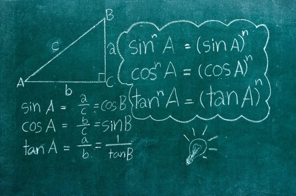 mathematics formulas on a blackboard